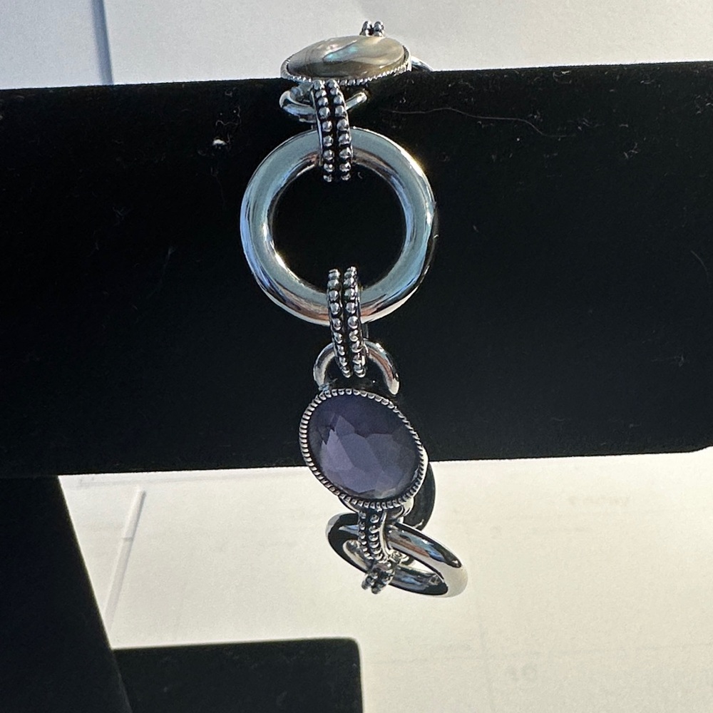 Lia Sophia Silver-Tone Bracelet with Faceted Lavender Stone